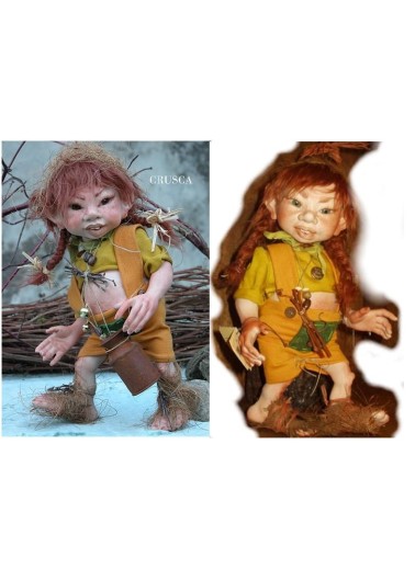 Poupée Elfe, Son de Blé, Poupée Porcelaine Collection, 32 cm