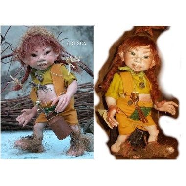 Poupée Elfe, Son de Blé, Poupée Porcelaine Collection, 32 cm