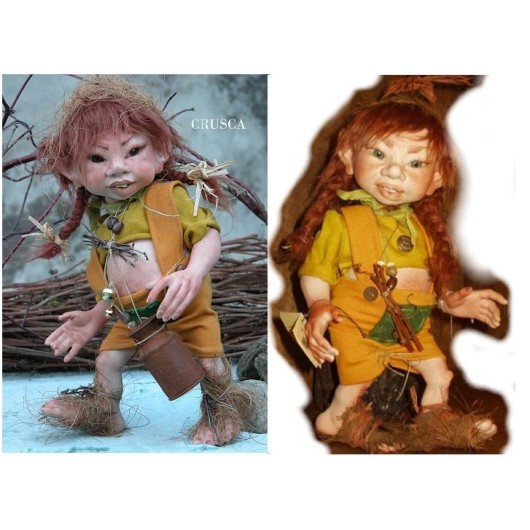 Poupée Elfe, Son de Blé, Poupée Porcelaine Collection, 32 cm