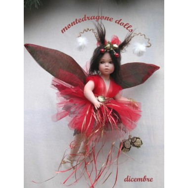 Fée Décembre, Poupée fée en porcelaine de 28 cm