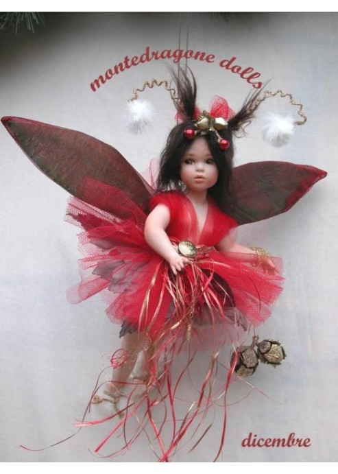 Fée Décembre, Poupée fée en porcelaine de 28 cm