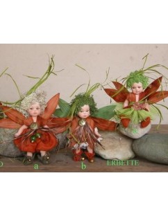 Fée Herbe, Poupée fée en porcelaine de 12 cm