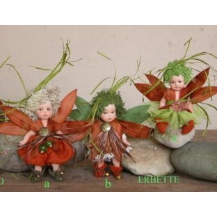 Fée Herbe, Poupée fée en porcelaine de 12 cm