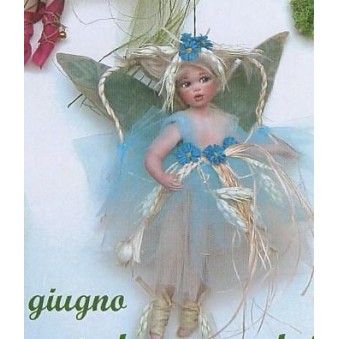 Fée Juin, Poupée fée en porcelaine de 28 cm