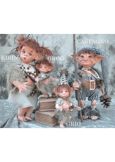 Poupées Elfes Grig et Grog, Poupée Porcelaine Collection