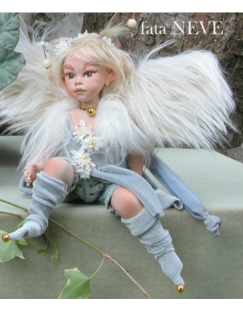 Fée de Neige, Poupée fée en porcelaine de 22/34 cm