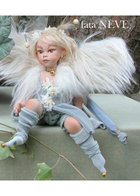 Fée de Neige, Poupée fée en porcelaine de 22/34 cm