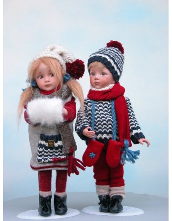 Poupées Porcelaine, Les Enfants en Hiver
