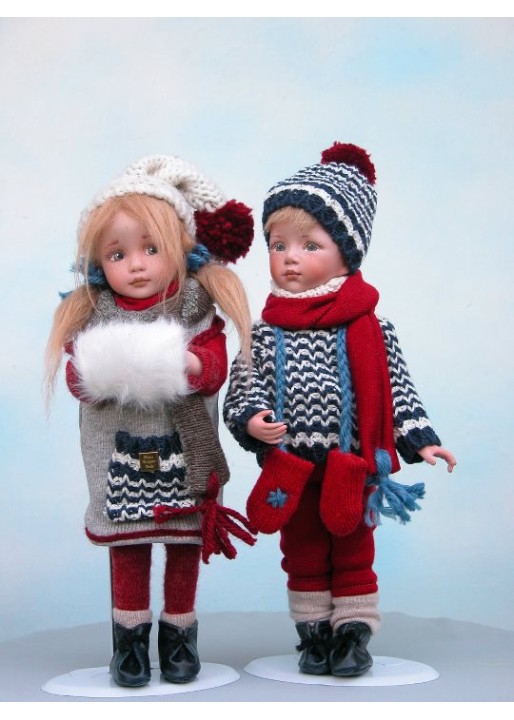 Poupées Porcelaine, Les Enfants en Hiver