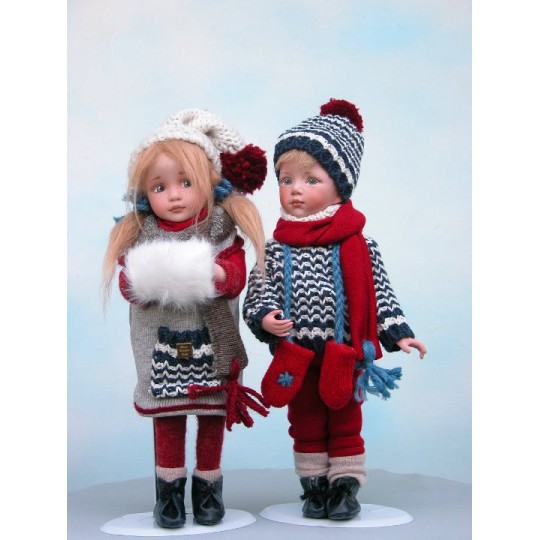 Poupées Porcelaine, Les Enfants en Hiver