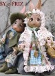 Poupées Lapins Rosy et Friz, 28cm - Poupées Porcelaine Collection