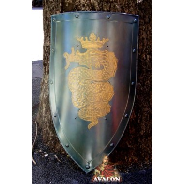 Bouclier médiévale avec le serpent des Visconti