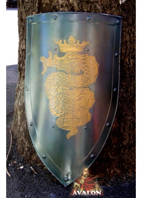 Bouclier médiévale avec le serpent des Visconti