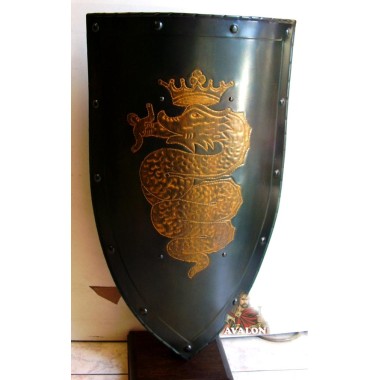 Bouclier médiévale avec le serpent des Visconti