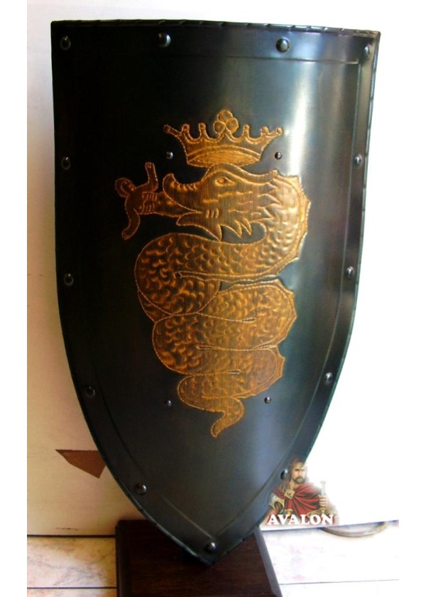 Bouclier médiévale avec le serpent des Visconti