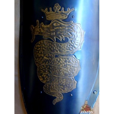 Bouclier médiévale avec le serpent des Visconti