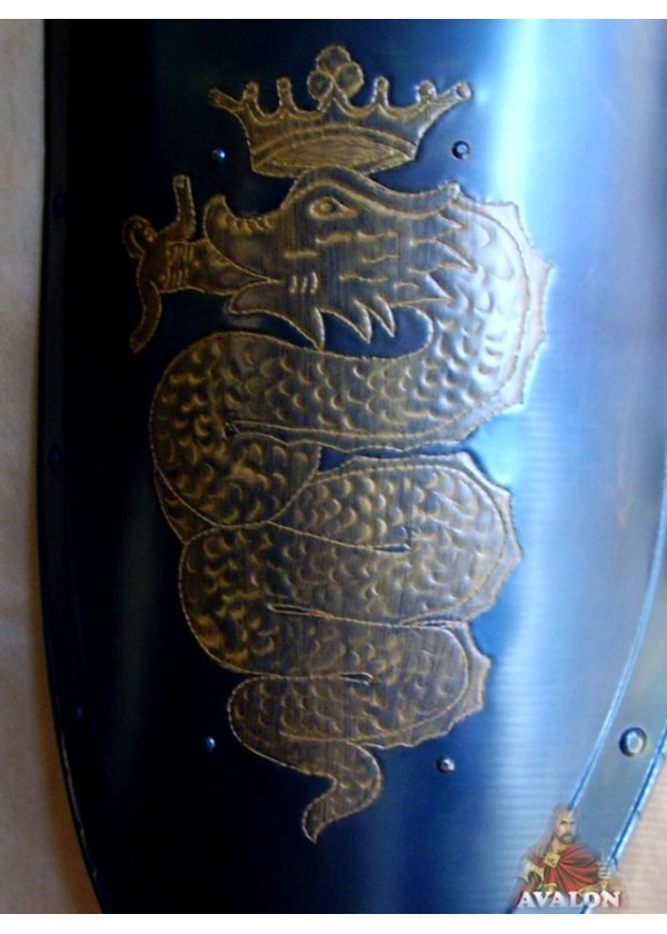 Bouclier médiévale avec le serpent des Visconti