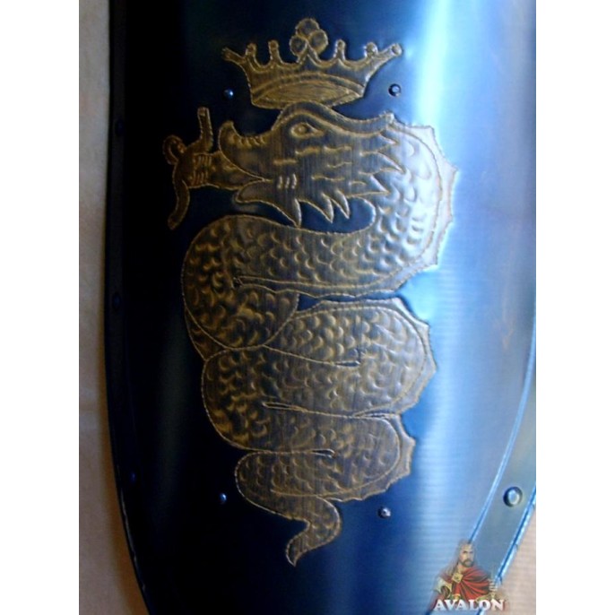 Bouclier médiévale avec le serpent des Visconti