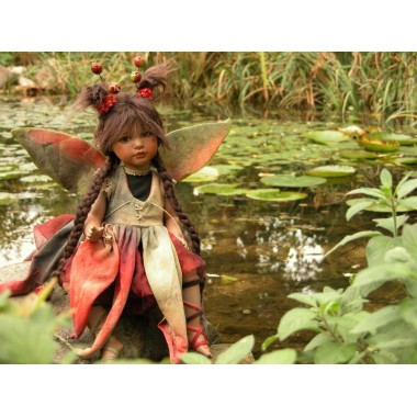 Fée étang, Poupée fée en porcelaine de 36 cm