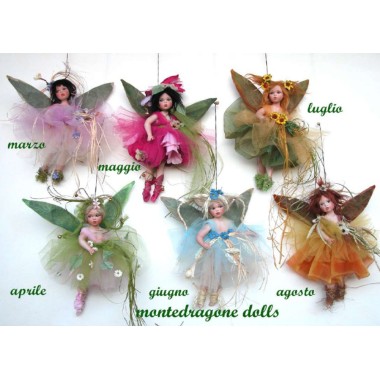 Fée Mai, Poupée fée en porcelaine de 28 cm