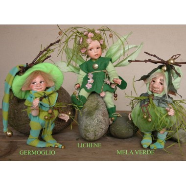 Poupée Elfe Lichen, Poupée Porcelaine Elfe, 24 cm