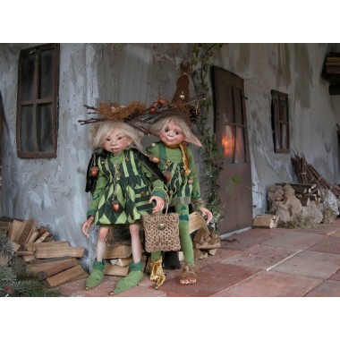 Poupées Elfes Gland et Sureau, Poupées Porcelaine Collection, 43 cm