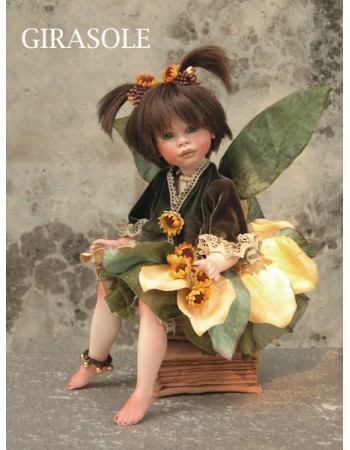 Fée Tournesol, Poupée fée en porcelaine de 36 cm