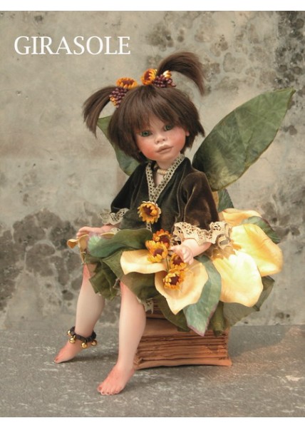 Fée Tournesol, Poupée fée en porcelaine de 36 cm