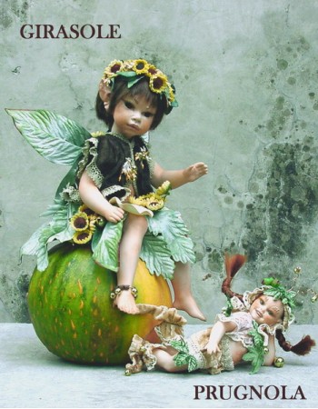 Fée Tournesol, Poupée fée en porcelaine de 36 cm