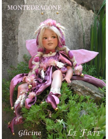 Fée Glycine, Poupée fée en porcelaine de 36 cm
