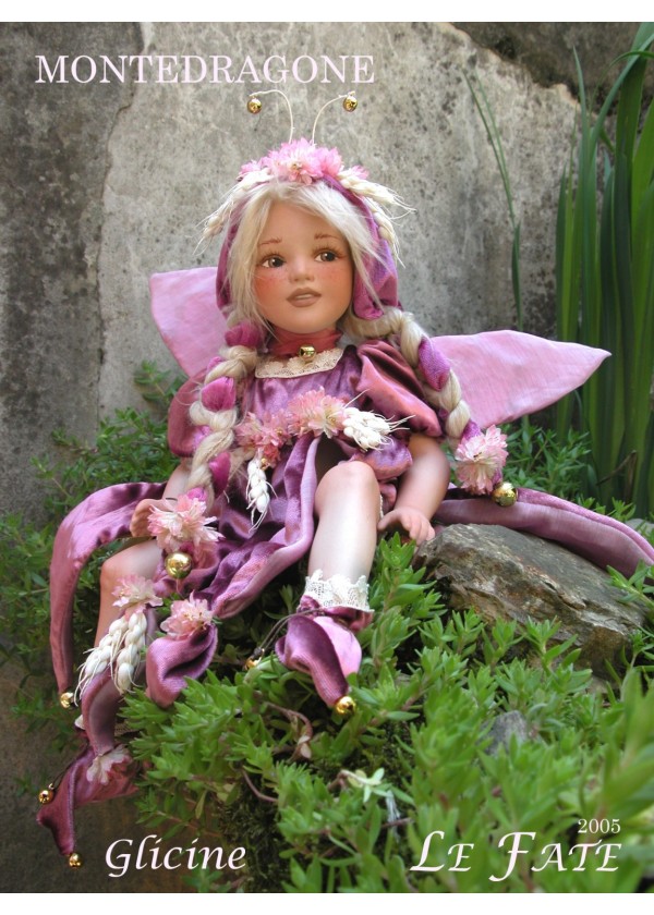 Fée Glycine, Poupée fée en porcelaine de 36 cm
