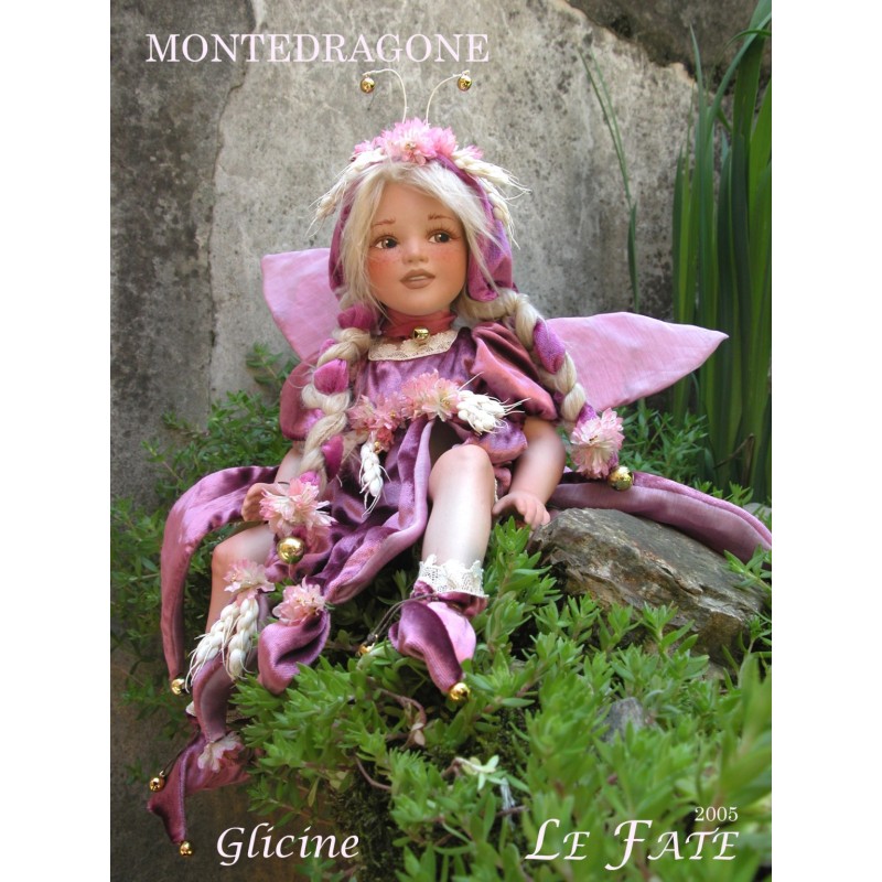 Fée Glycine, Poupée fée en porcelaine de 36 cm