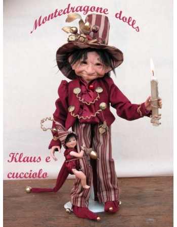 Klaus avec chiot, Poupée Porcelaine Collection