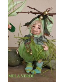 Poupée Elfe Pomme Verte, Poupée Porcelaine Elfe, 24 cm