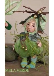 Poupée Elfe Pomme Verte, Poupée Porcelaine Elfe, 24 cm
