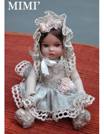 Mimi, Poupée Porcelaine de Collection - Hauteur 13 cm