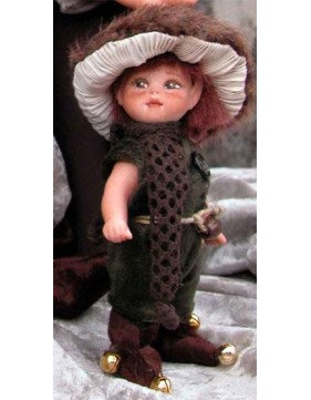 Poupée Elfe Cèpe-Porcino, Poupée Porcelaine Collection, 14 cm