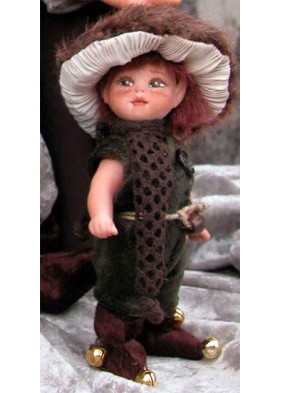 Poupée Elfe Cèpe-Porcino, Poupée Porcelaine Collection, 14 cm