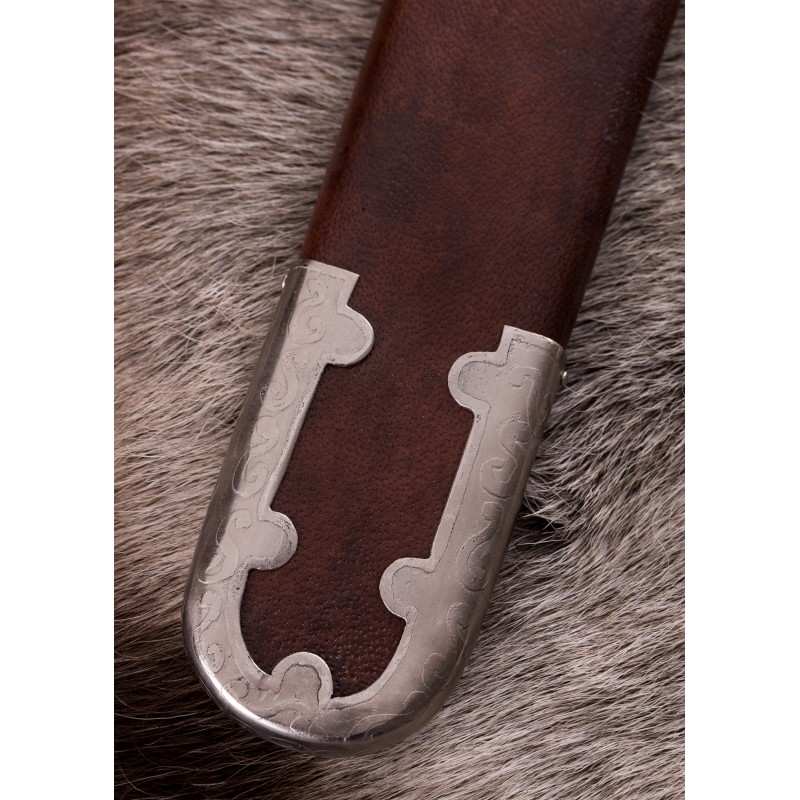 Épée scandinave à garde en laiton étamé, lame Damas